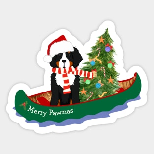 Bernese Mt Dog Christmas Tree Canoe Sticker
